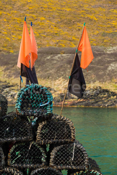 Lobster pots or traps on harbour wall in Boscastle Stock photo © backyardproductions