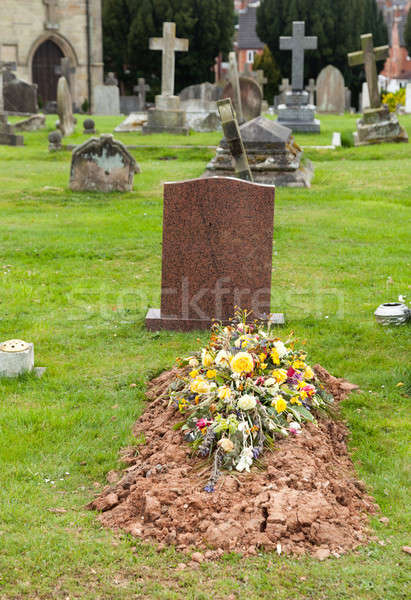 Freshly dug grave in cemetery Stock photo © backyardproductions