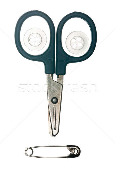 Scissors buttons and safety pin Stock photo © backyardproductions