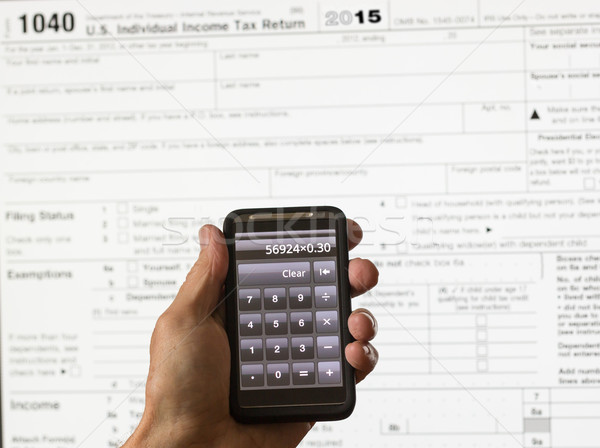 USA tax form 1040 for year 2015 and calculator Stock photo © backyardproductions
