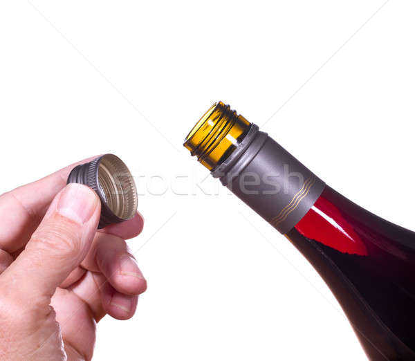 Red wine bottle opened screw top Stock photo © backyardproductions