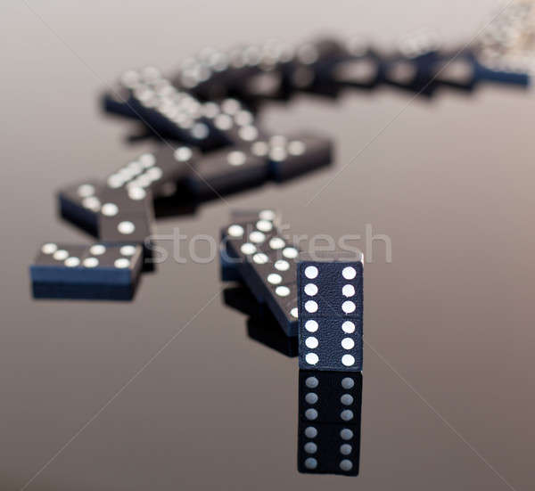Dominoes collapsed on reflective surface Stock photo © backyardproductions