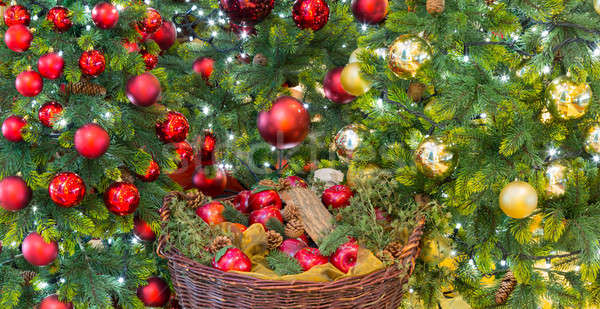 Arany piros díszítések karácsony fa fényes Stock fotó © backyardproductions
