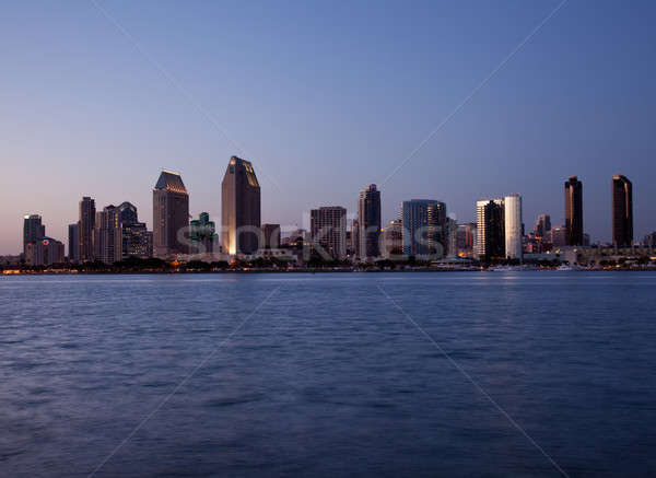 San Diego skyline avond zon lichten omhoog Stockfoto © backyardproductions