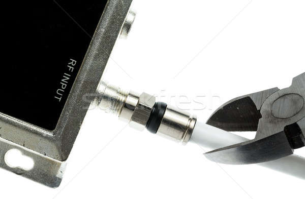 Concept isolated photo of cutting cable cord Stock photo © backyardproductions