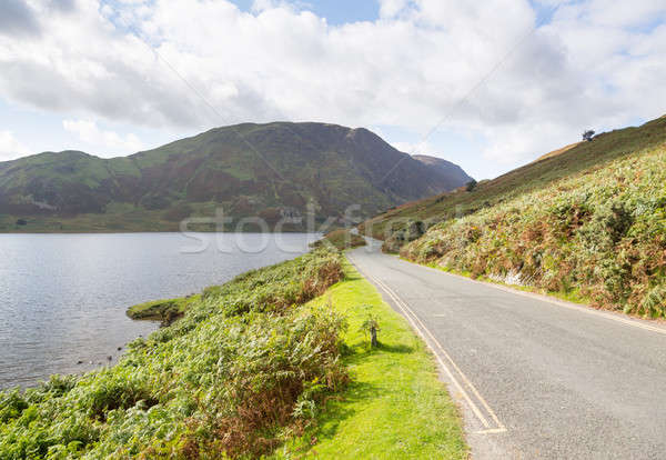 Kilátás víz Lake District út angol fű Stock fotó © backyardproductions