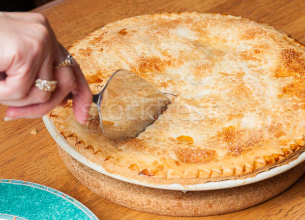 Home made apple pie on wooden table Stock photo © backyardproductions
