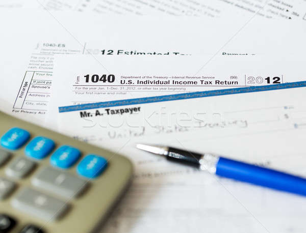 USA tax form 1040 for year 2012 with check Stock photo © backyardproductions