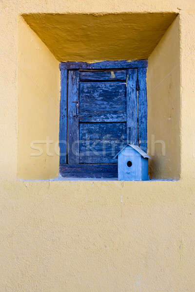 Stok fotoğraf: Eski · mavi · boyalı · panjur · pencere · ev