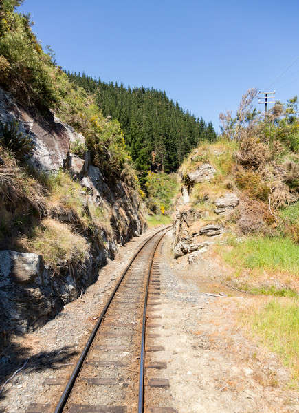 Railway track up Taieri Gorge New Zealand Stock photo © backyardproductions
