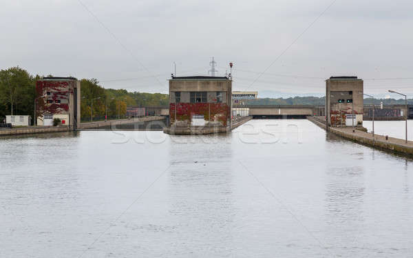Entrance to large lock on River Danube Stock photo © backyardproductions