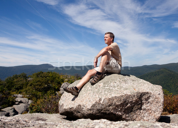 Hiker overlooking Shenandoah valley Stock photo © backyardproductions