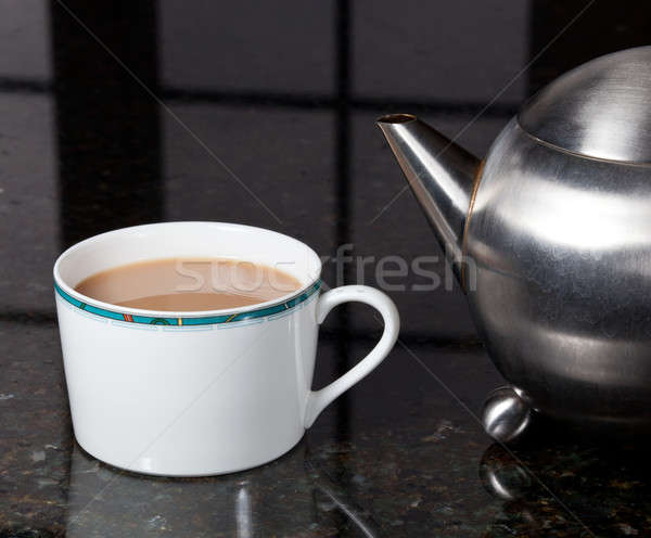 Tea poured from stainless steel teapot Stock photo © backyardproductions