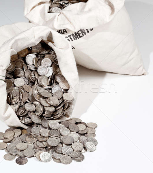 сумку серебро монетами старые Сток-фото © backyardproductions