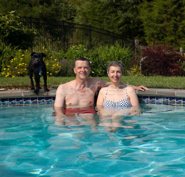Couple in pool in yard Stock photo © backyardproductions
