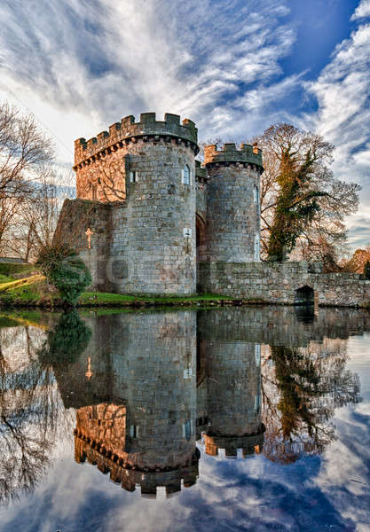 Whittington Castle in Shropshire reflecting on moat Stock photo © backyardproductions