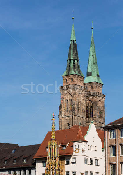 Nuremberg St Sebald Church towers Stock photo © backyardproductions