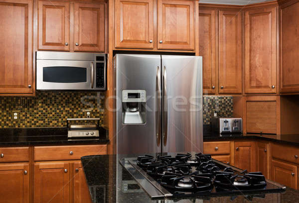 Interior luxo cozinha moderno casa ver Foto stock © backyardproductions