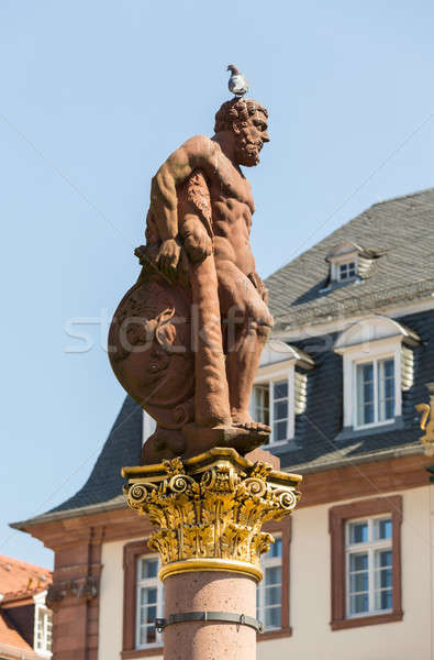 Statue of Hercules in market square Heidelberg Germany Stock photo © backyardproductions