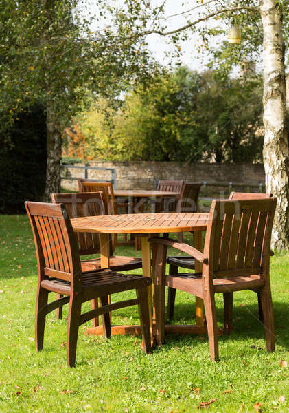 Garden and tables in Cotswold district of England Stock photo © backyardproductions