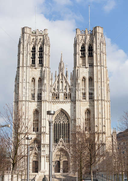 Foto stock: Catedral · Bruxelas · torres · cidade · inverno · edifícios