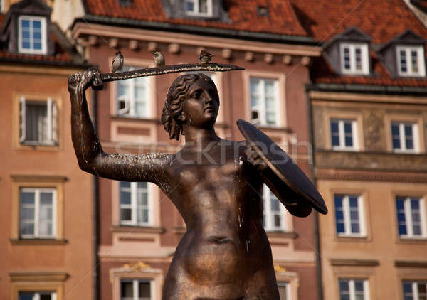 Sirena statua Varsavia città vecchia piazza Polonia Foto d'archivio © backyardproductions
