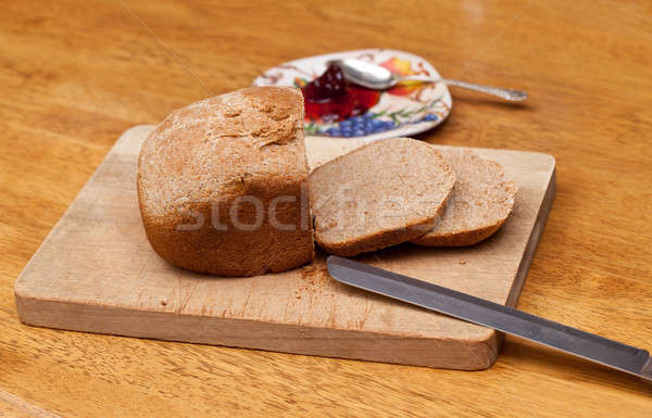 Sliced wheat bread and jam Stock photo © backyardproductions