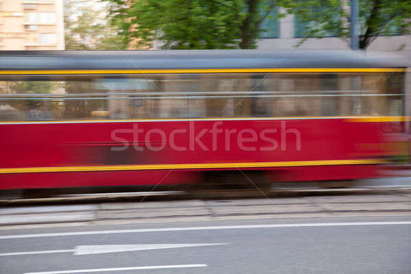 Straßenbahn rot Warschau Geschwindigkeit Straße Stadt Stock foto © backyardproductions