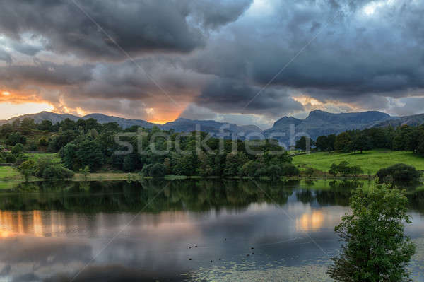 Sunset at Loughrigg Tarn in Lake District Stock photo © backyardproductions