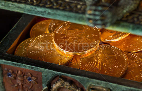 Collection of one ounce gold coins Stock photo © backyardproductions
