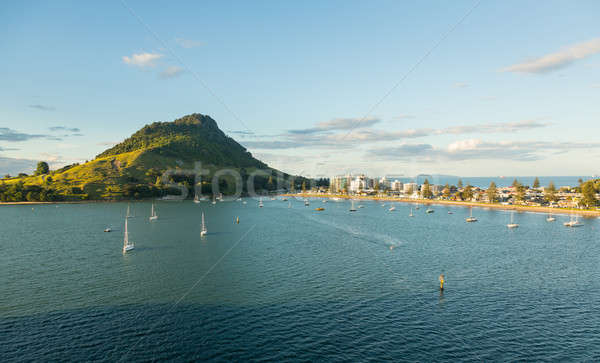 Hafen Wasser Landschaft Berg Boot Stock foto © backyardproductions