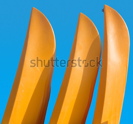 Prows or front of three plastic kayaks or canoes Stock photo © backyardproductions