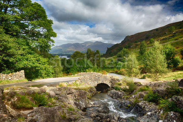 Híd kicsi folyam Lake District hagyományos kő Stock fotó © backyardproductions