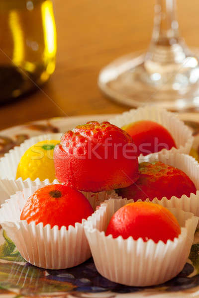 Makro Bild Marzipan Obst Süßigkeiten Stock foto © backyardproductions