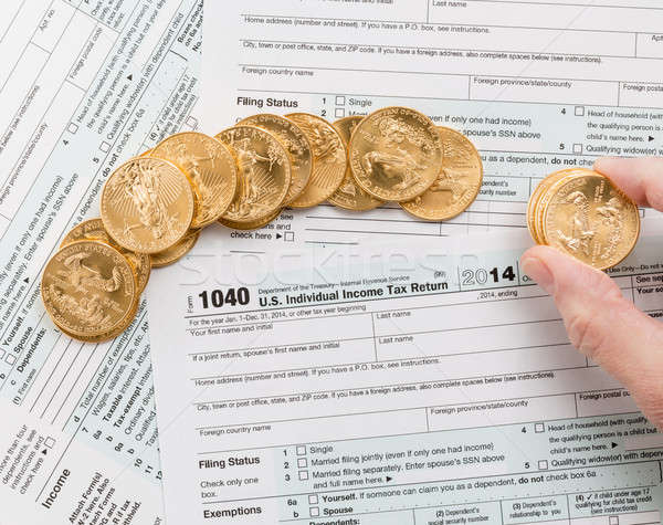 Foto stock: Sólido · moedas · de · ouro · 2014 · forma · 1040 · caucasiano