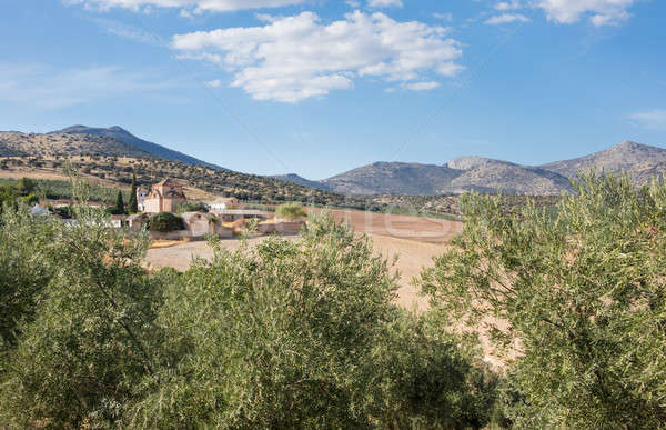 Traditional walled courtyard around farm or hotel in Spain Stock photo © backyardproductions