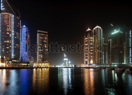 Foto d'archivio: Marina · Dubai · notte · moderno · grattacieli · acqua