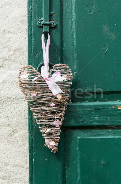 Szív alakú dekoráció ajtó hagyomány akasztás Stock fotó © backyardproductions