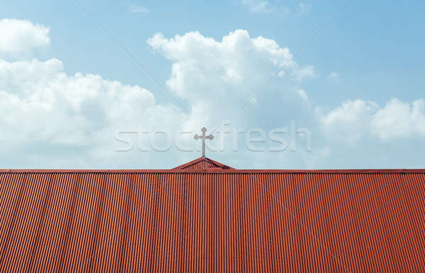 Iglesia rojo techo barrio antiguo edificio ciudad Foto stock © backyardproductions