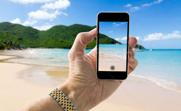 Snapshot spiaggia turistica foto smartphone Foto d'archivio © backyardproductions