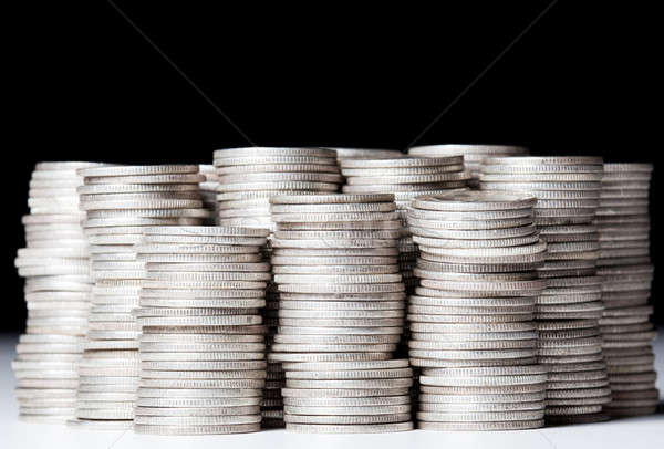 Stacks of pure silver coins Stock photo © backyardproductions