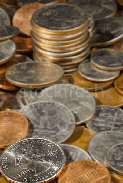 Pile of loose US coins in macro Stock photo © backyardproductions