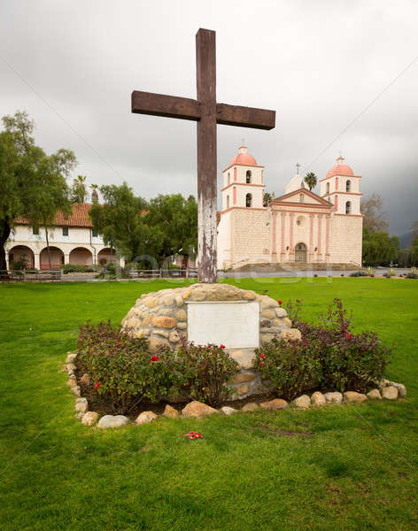 Cloudy stormy day at Santa Barbara Mission Stock photo © backyardproductions