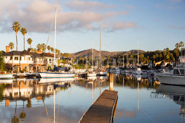 Stock photo: Expensive homes and boats ventura