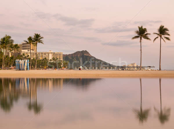 Foto stock: Panorama · waikiki · Hawai · horizonte · amanecer · la · exposición · a · largo