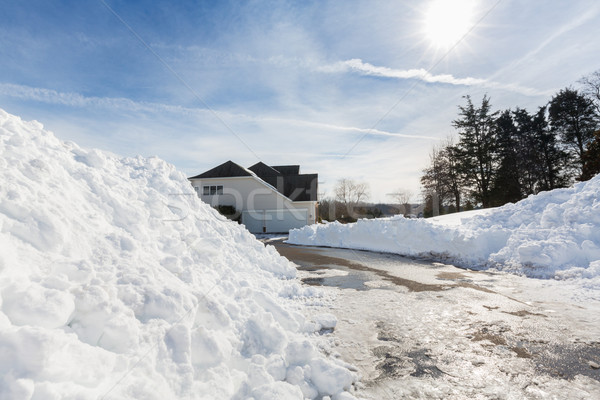 Foto d'archivio: Profondità · lato · vialetto · moderno · home · neve