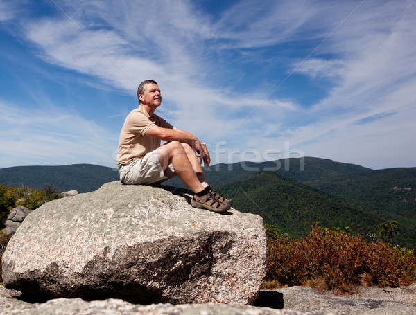 Hiker overlooking Shenandoah valley Stock photo © backyardproductions