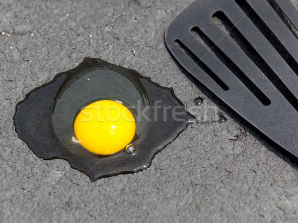 Egg on hot road surface beginning to fry Stock photo © backyardproductions