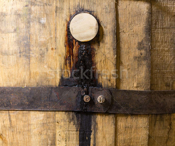 Macro shot of bung in wooden bourbon barrel Stock photo © backyardproductions