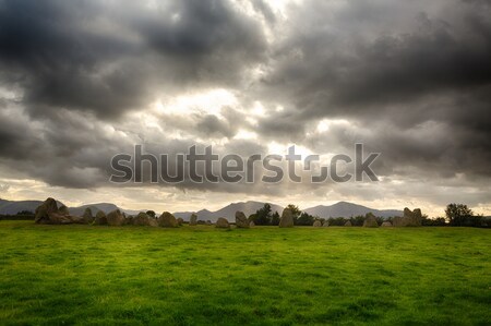 Kő kör Lake District tájkép zöld hegyek Stock fotó © backyardproductions